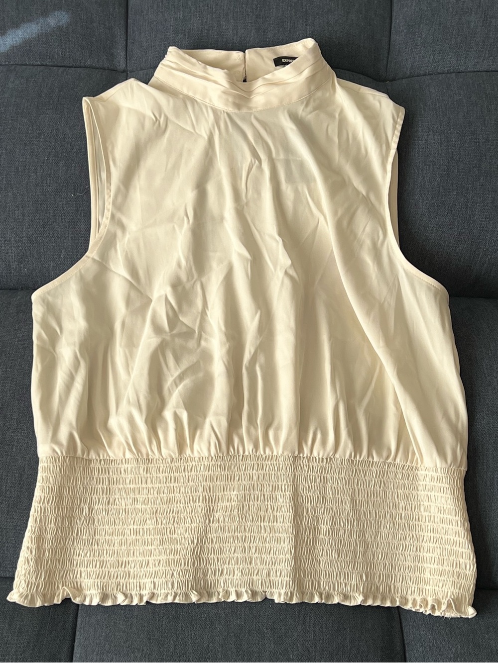 Express Cream Sleeveless Mock Neck Dress